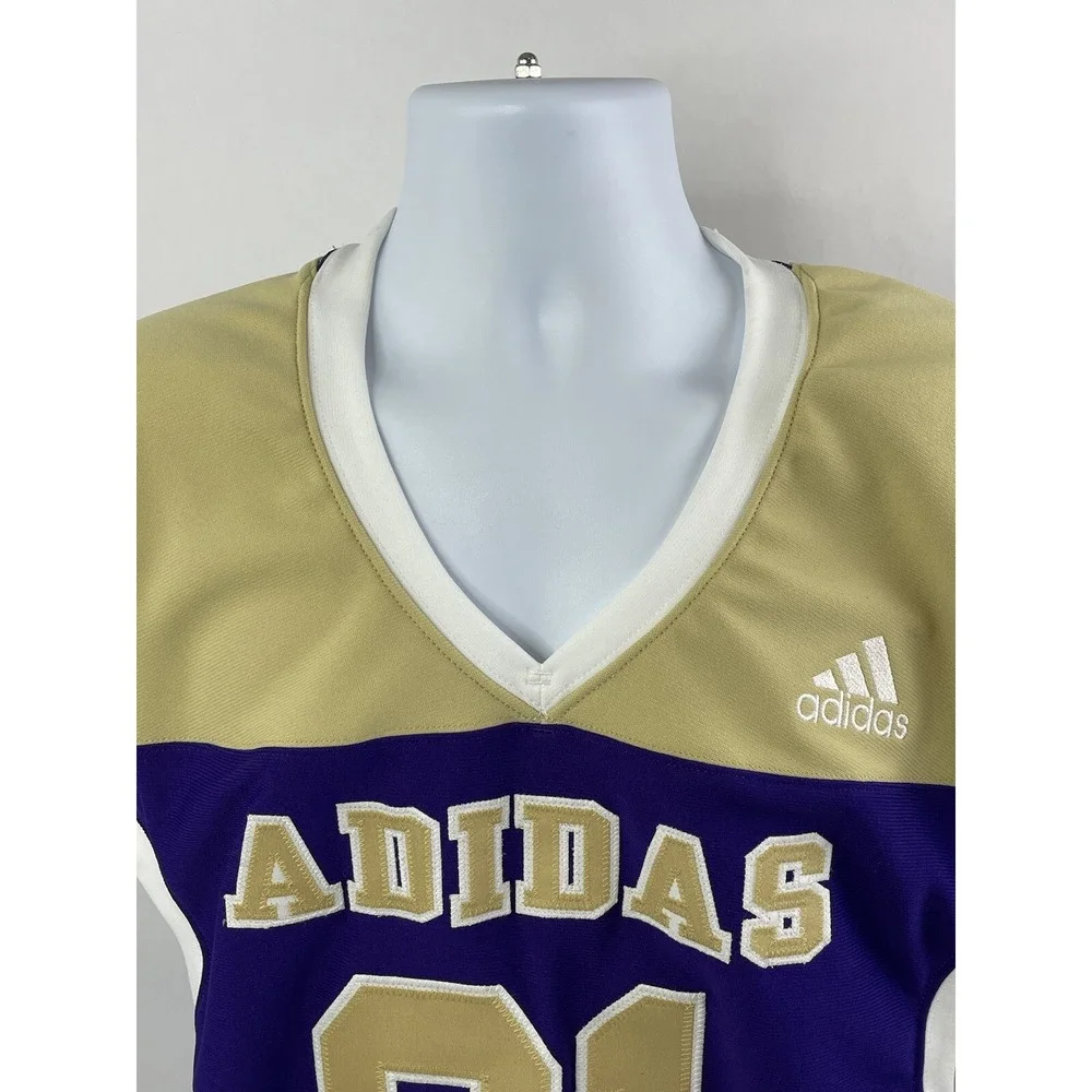 VINTAGE adidas Football Practice Jersey Mens XL Purple Gold #21 Pro Cut Stitched